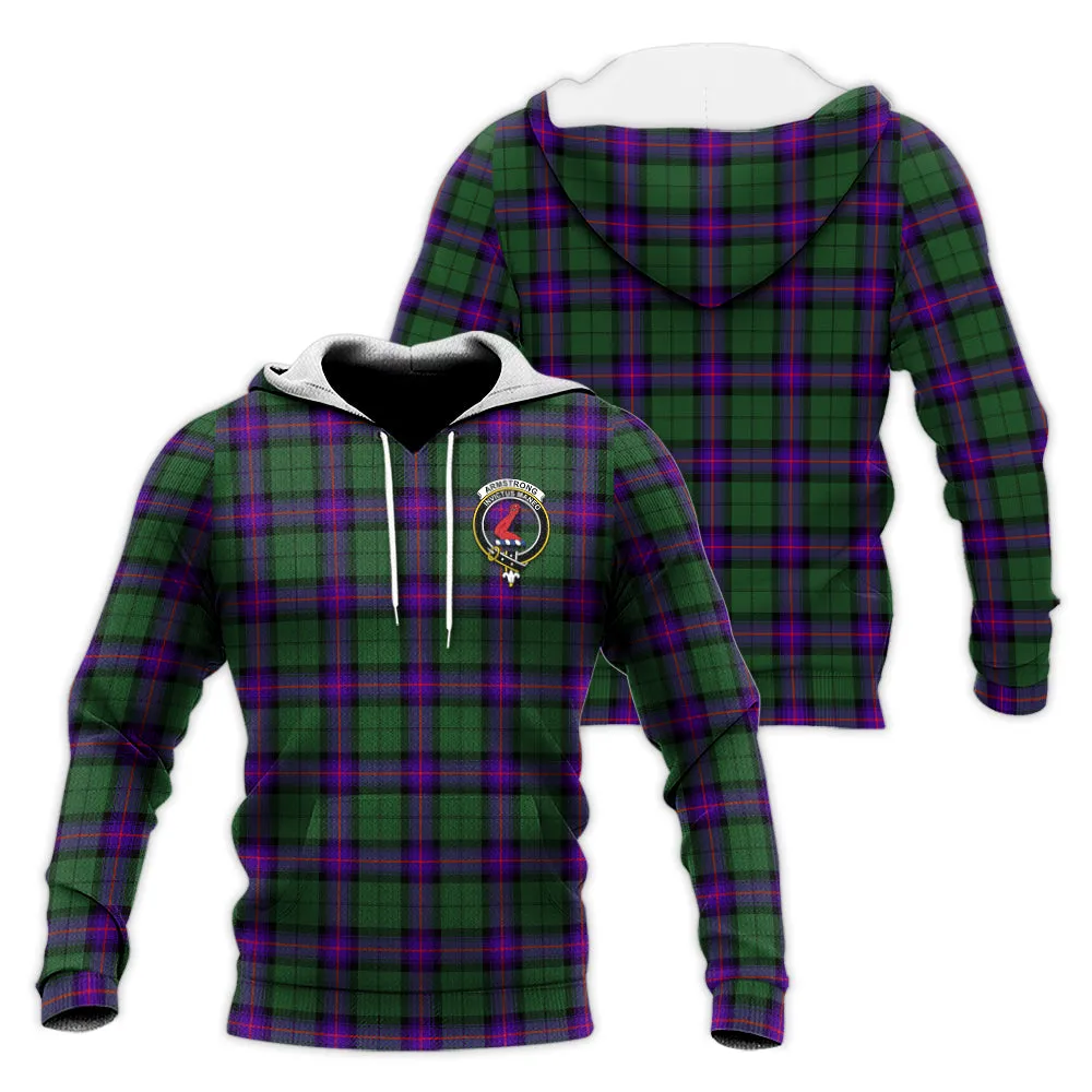 Armstrong Modern Tartan Knitted Hoodie with Family Crest