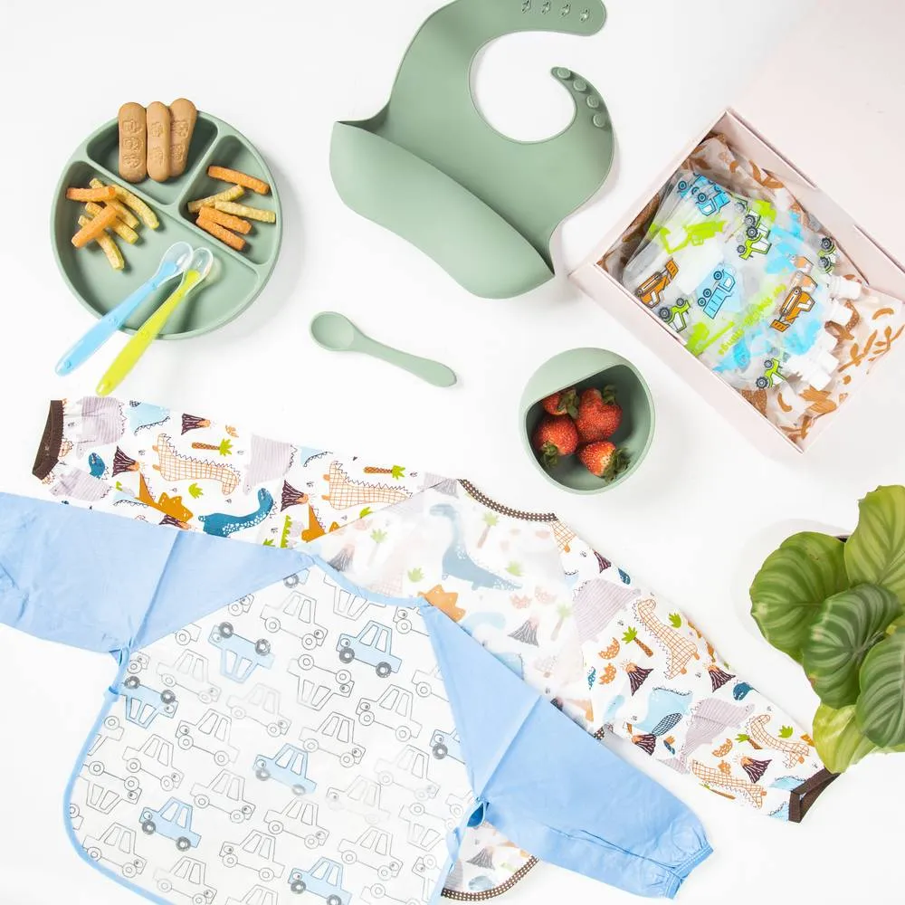 Baby Long Sleeve Apron Smock Bib Pretty Dinosaurs