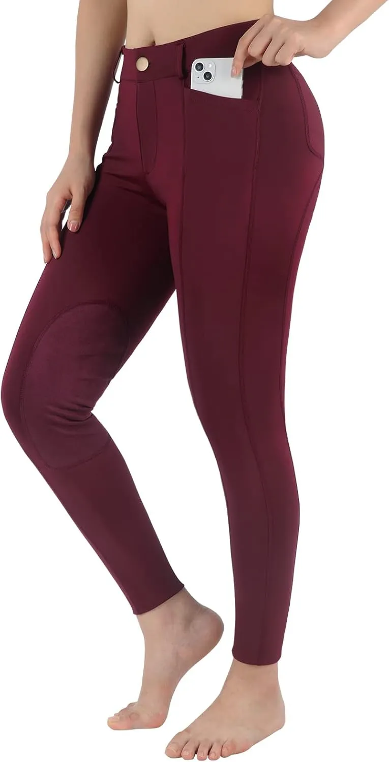 beroy Horse Riding -Pants Women Equestrian-Breeches - Ladies Training Horseback Riding Tights Full Seat Silicone Pockets