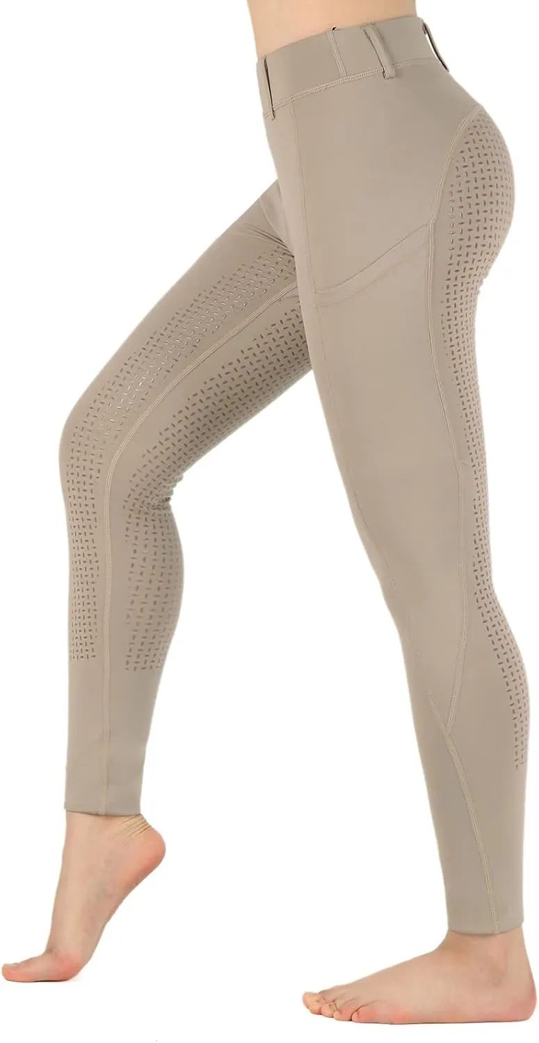 beroy Horse Riding -Pants Women Equestrian-Breeches - Ladies Training Horseback Riding Tights Full Seat Silicone Pockets