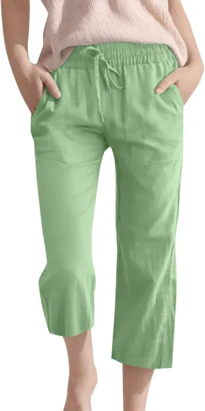 Boys 3/4 Straight Wide Leg Pants Solid Color High Elastic Waist Trousers with Pockts Y2k Streetwear