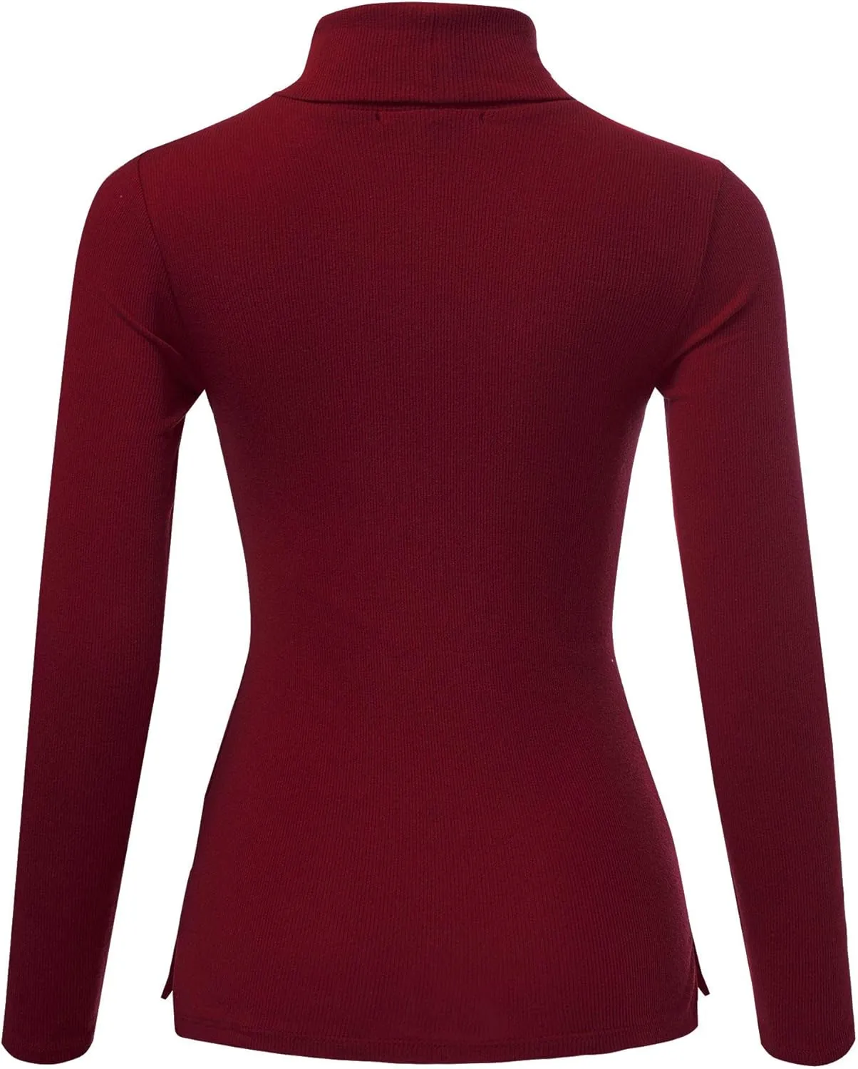 FashionMille Women's Ribbed Tultleneck Long Sleeve Pullover Top