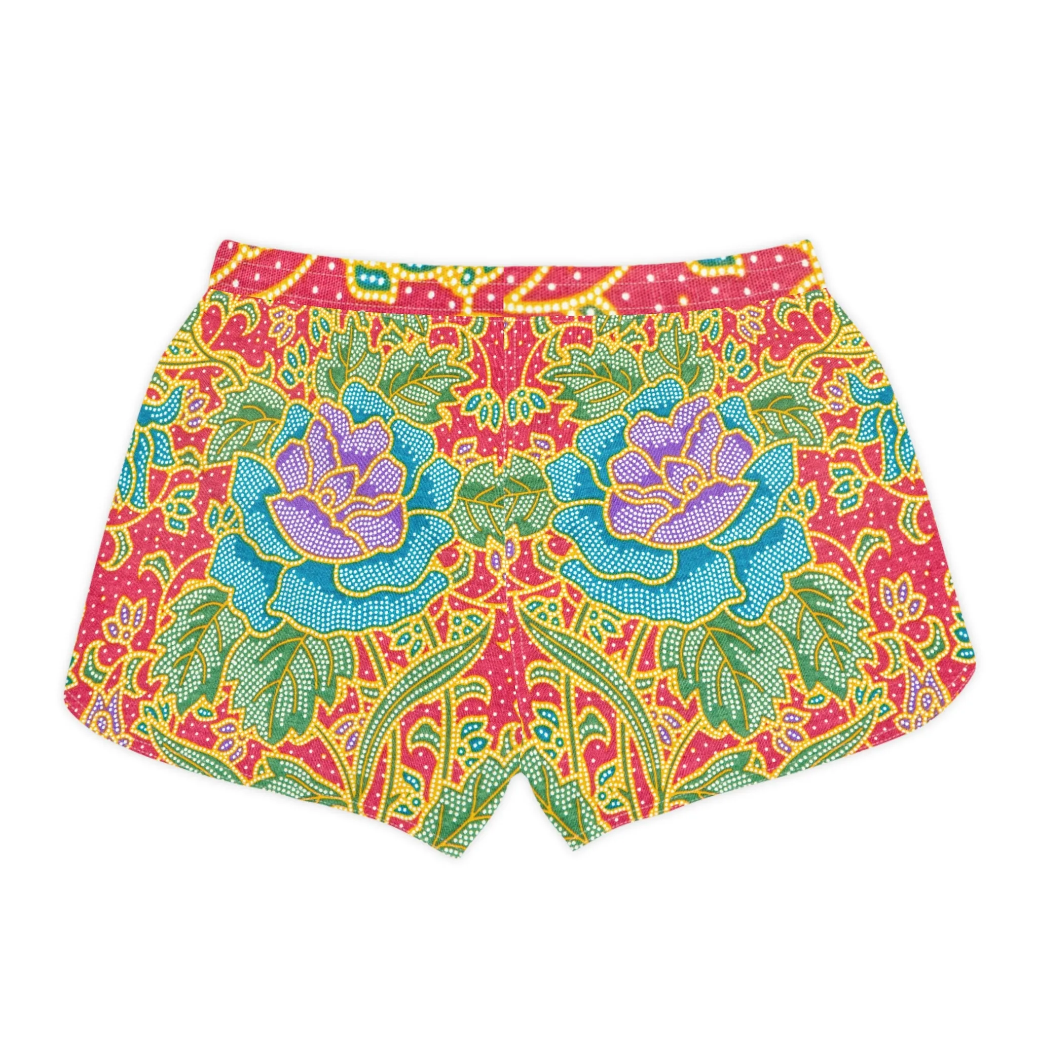 Green and red flowers - Inovax Women's Casual Shorts