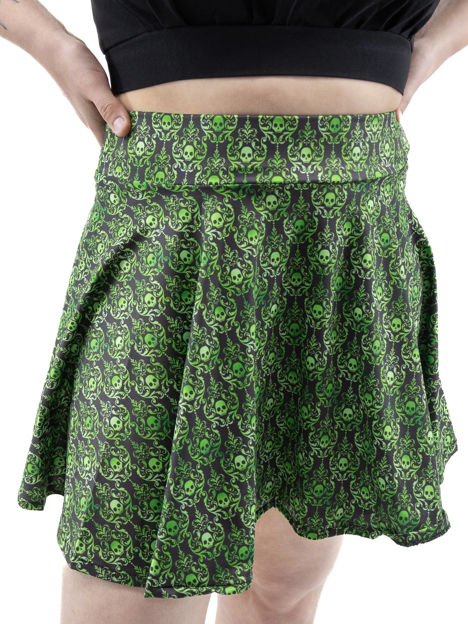 Green Gothic Skulls Skirt