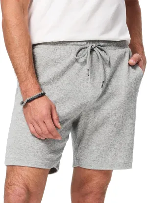 JMIERR Mens Casual 7" Shorts Cotton Elastic Waist Drawstring Summer Texture Stretch Beach Shorts with Pockets