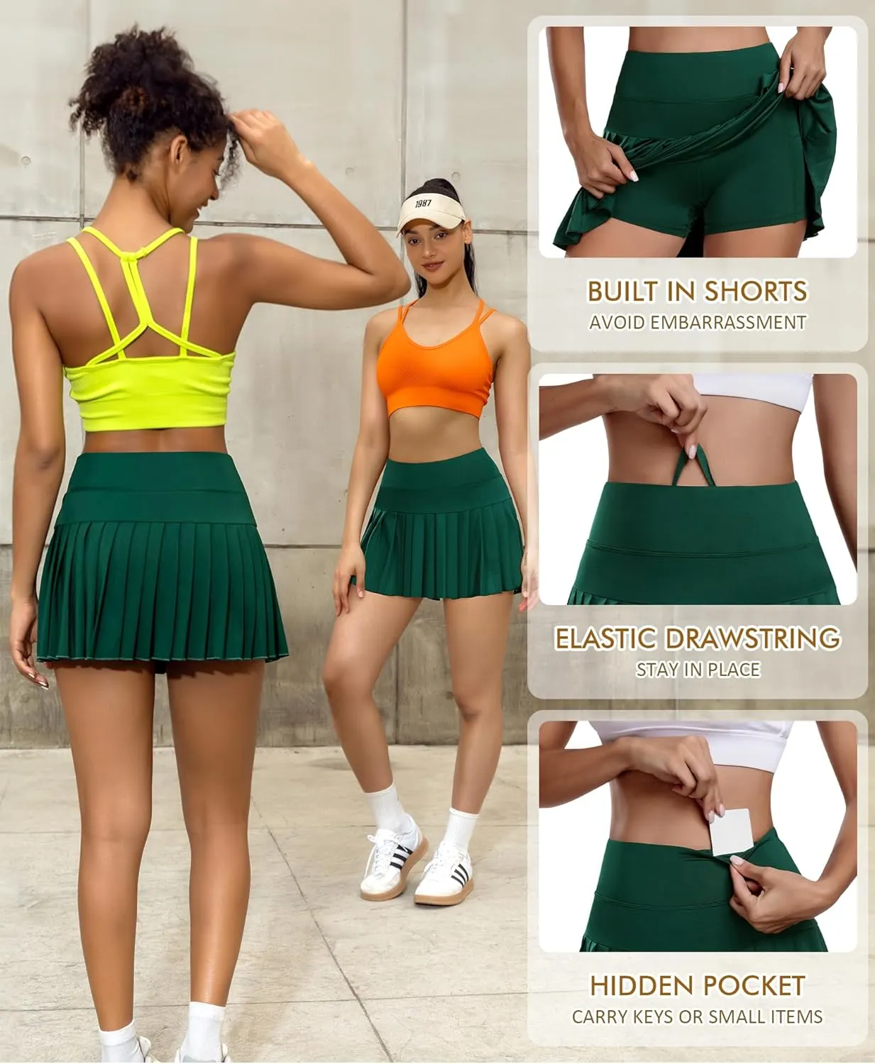 JoyGirl Pleated Tennis Skirt for Women with Shorts Athletic Golf Skort Workout Running Sports Skirts Skorts with Pockets