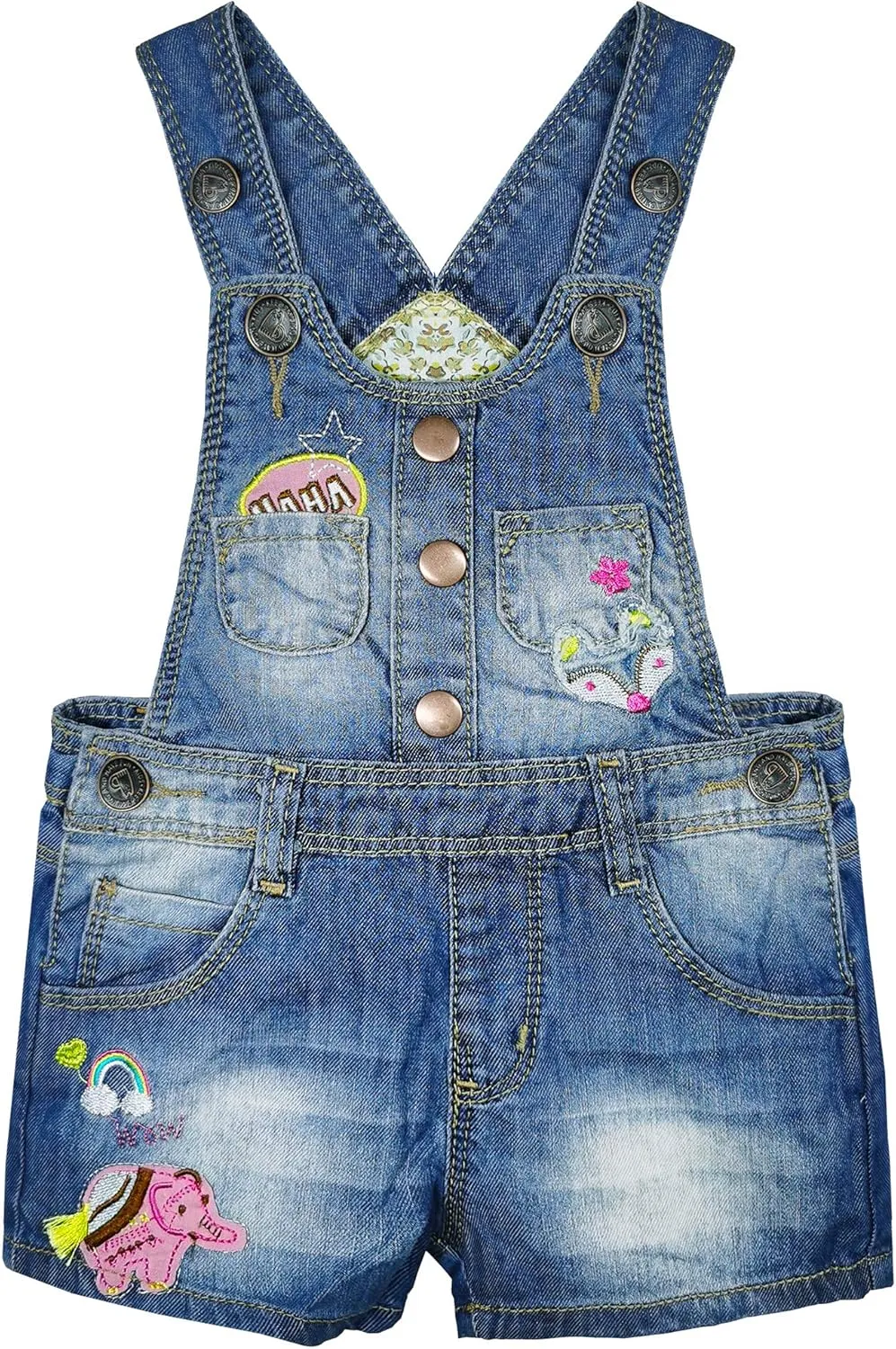 KIDSCOOL SPACE Baby & Little Girls/Boys Summer Shorts,Adjustable Jean Shortall Overalls