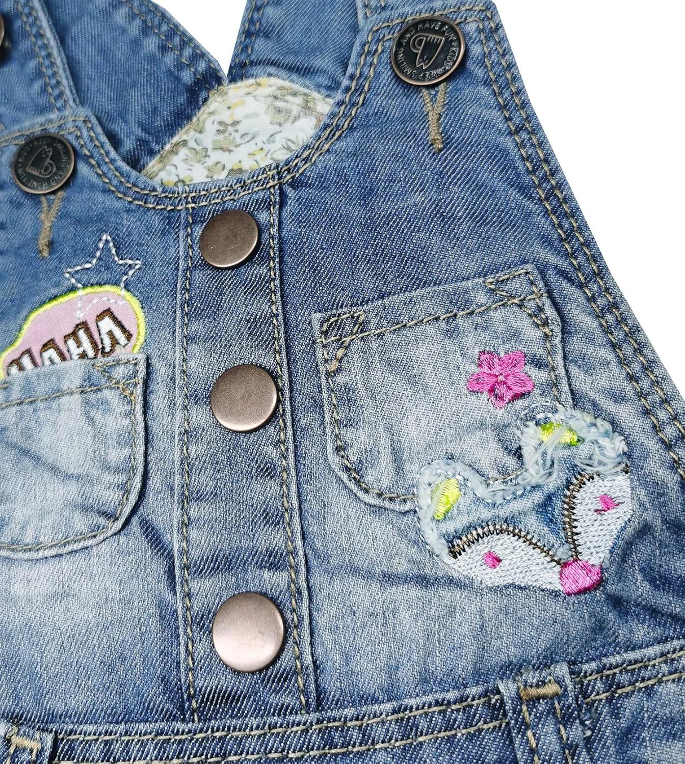 KIDSCOOL SPACE Baby & Little Girls/Boys Summer Shorts,Adjustable Jean Shortall Overalls