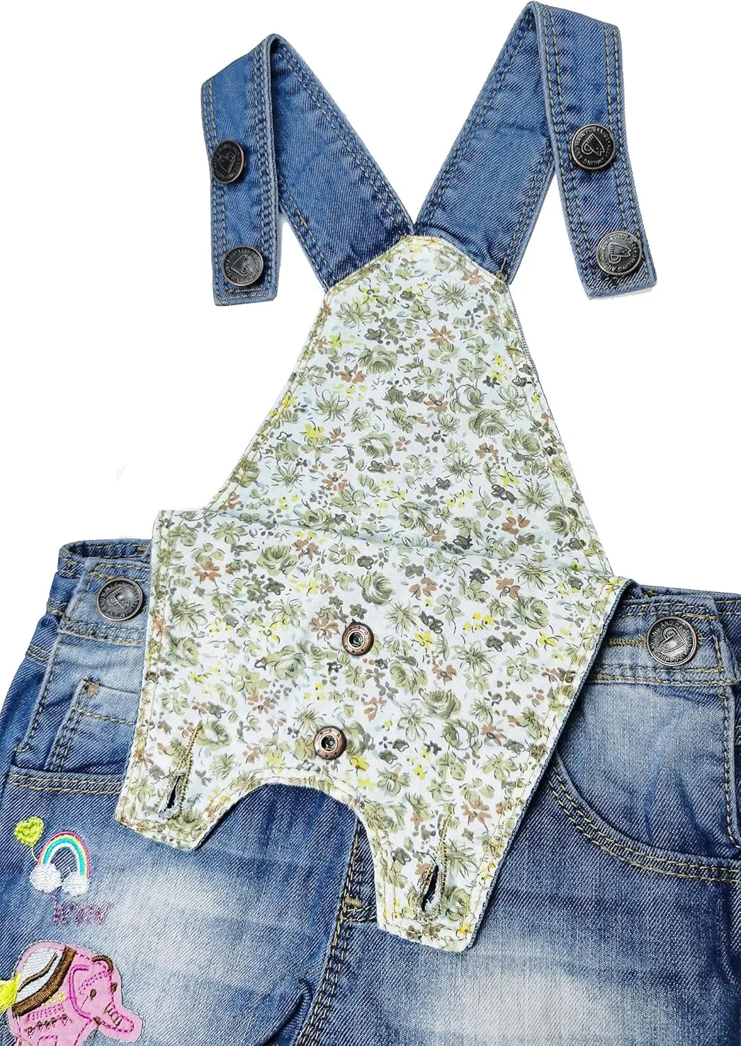 KIDSCOOL SPACE Baby & Little Girls/Boys Summer Shorts,Adjustable Jean Shortall Overalls