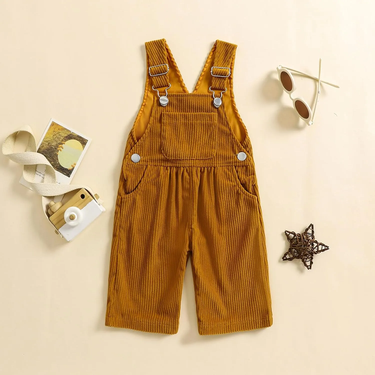 KMBANGI Toddler Baby Boy Girl Bib Overalls Solid Color Corduroy Suspender Pants One Piece Straps Trousers Fall Bottom Outfit