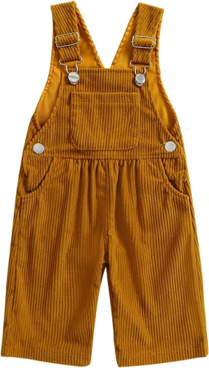 KMBANGI Toddler Baby Boy Girl Bib Overalls Solid Color Corduroy Suspender Pants One Piece Straps Trousers Fall Bottom Outfit
