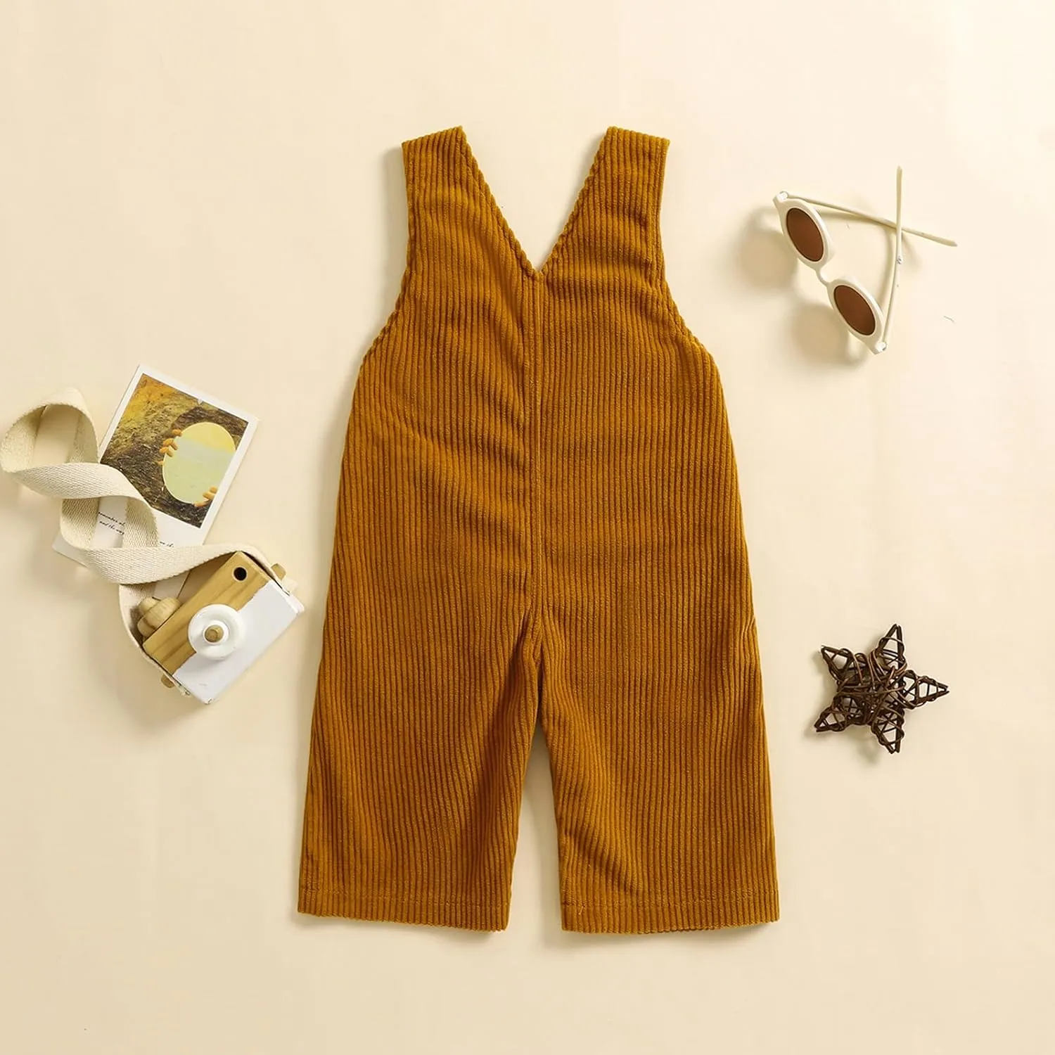 KMBANGI Toddler Baby Boy Girl Bib Overalls Solid Color Corduroy Suspender Pants One Piece Straps Trousers Fall Bottom Outfit