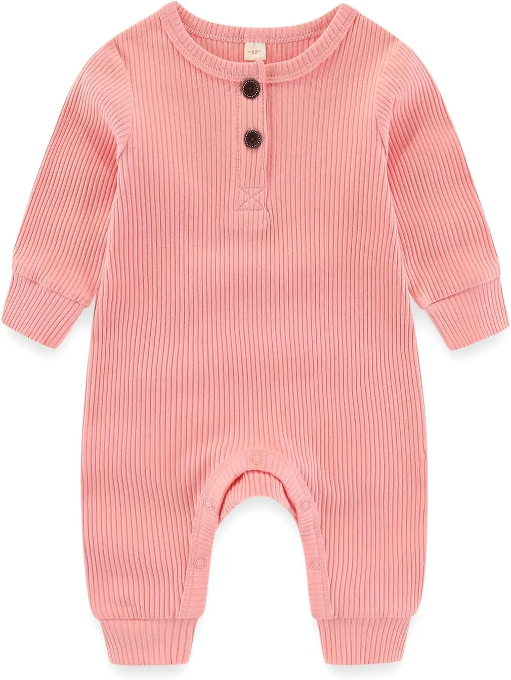 Newborn Baby Boys Girls One Piece Romper With Mitten Cuffs 3 Pack Long Sleeve Ribbed Button Jumpsuit Outfit Clothes