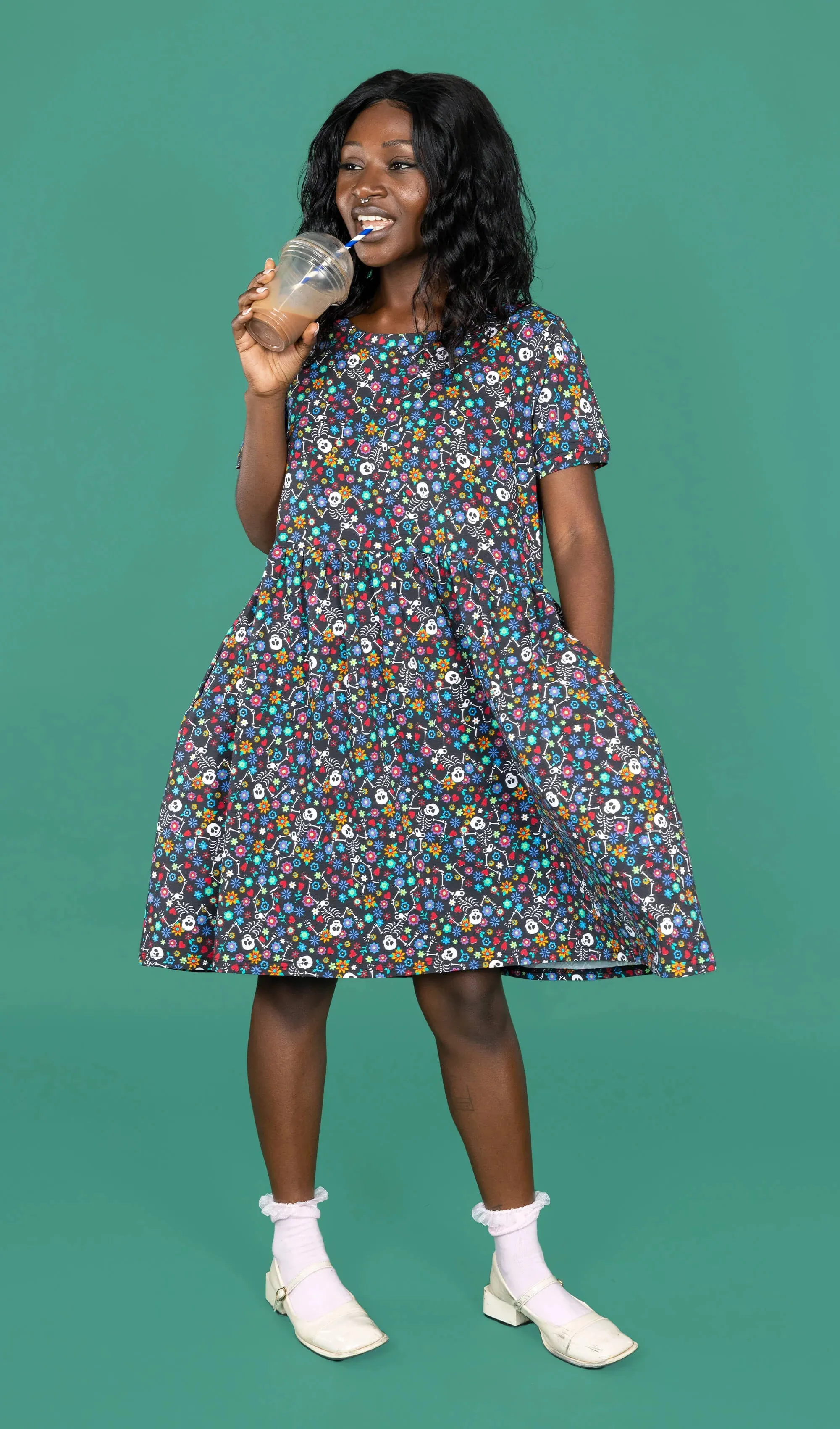 Run & Fly - Boogie Bones Oversized Smock Dress