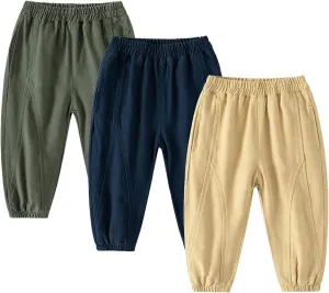 Toddler Boy Pants, Little Boys Pull On Pants,Baby Boys Active Cargo Jogger Pants Cotton Elastic Toddler Fall Clothes Boy