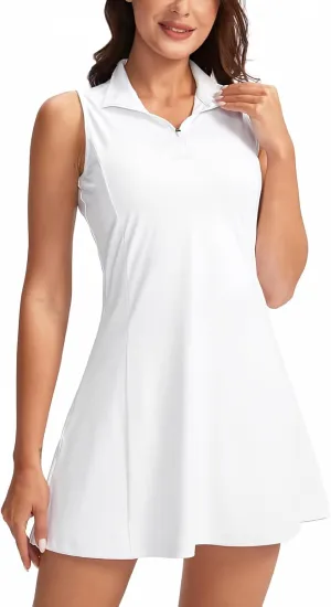 Viodia Women's Tennis Golf Dress with Shorts Active Exercise Workout Sports Athletic Dresses for Women with Zipper Pockets