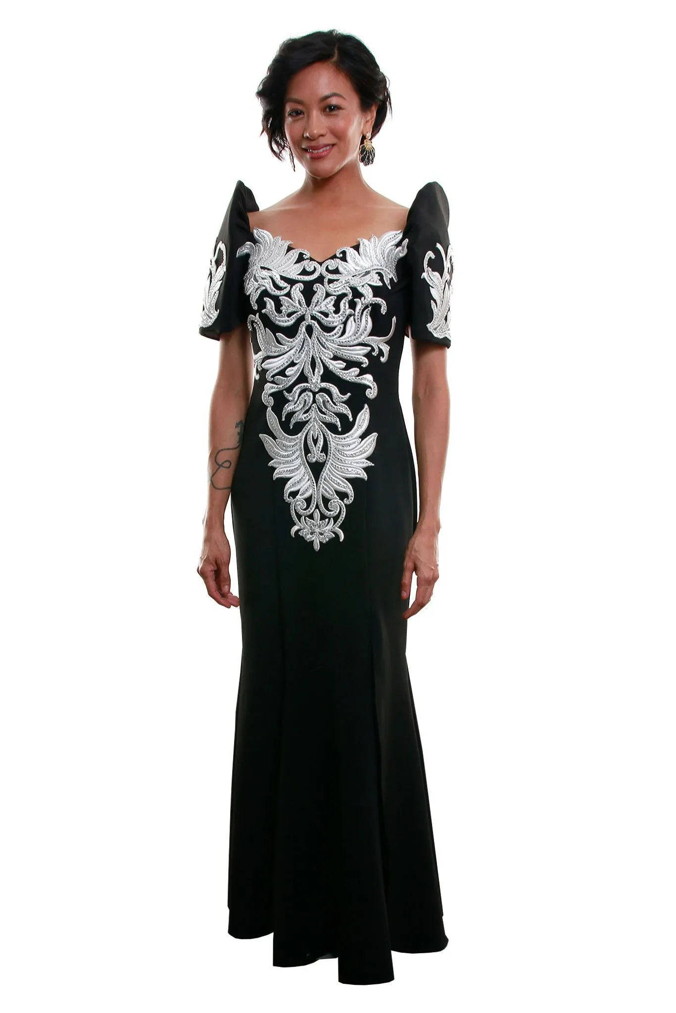 WD09 - MADE-TO-ORDER - Neoprene Mestiza Gown Black - Filipiniana