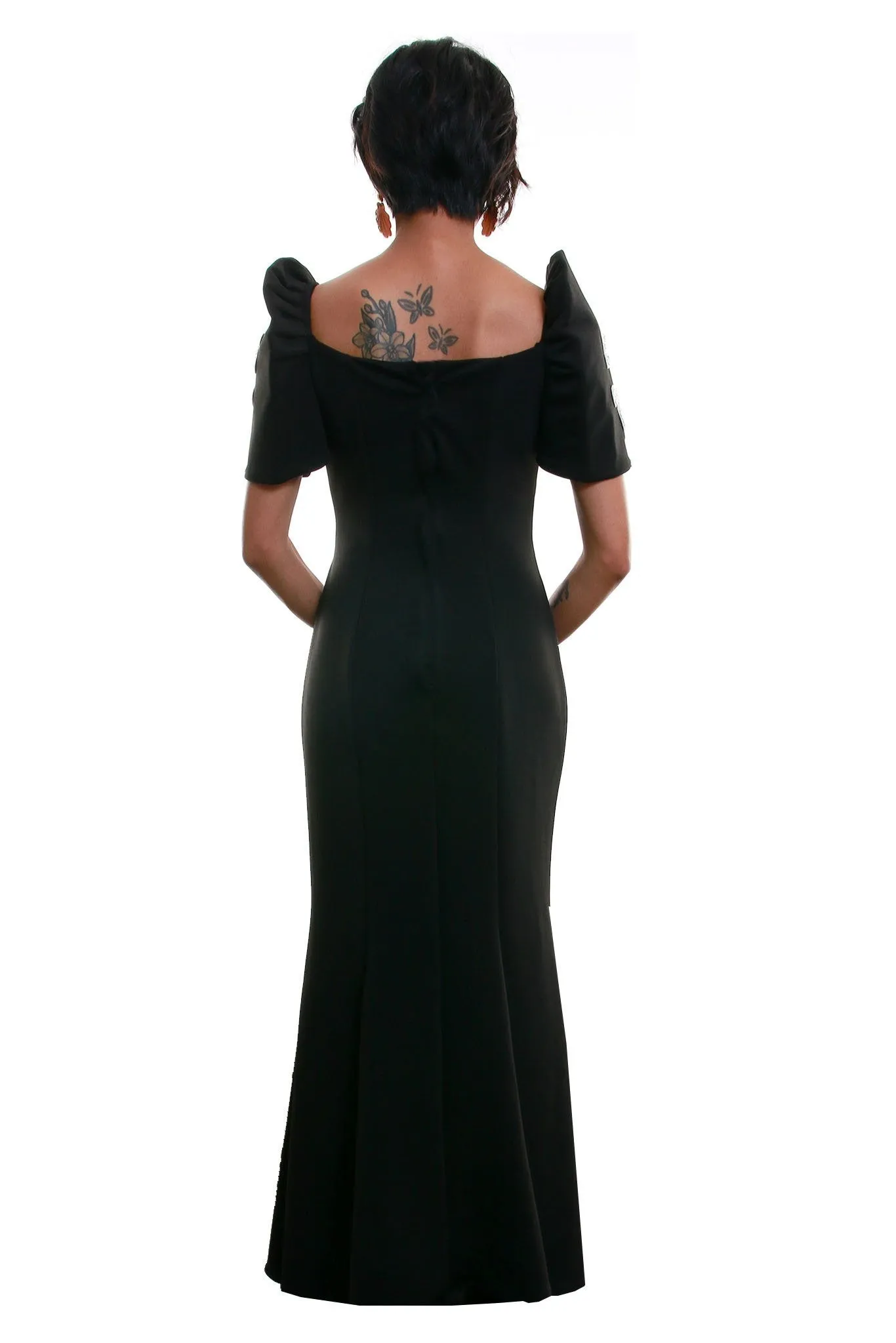 WD09 - MADE-TO-ORDER - Neoprene Mestiza Gown Black - Filipiniana