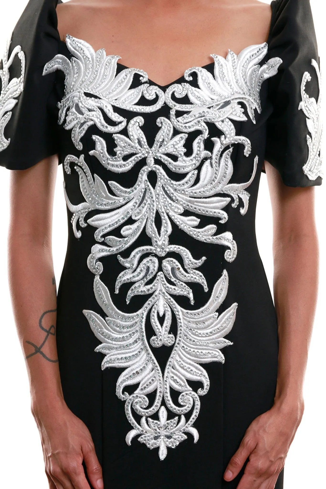 WD09 - MADE-TO-ORDER - Neoprene Mestiza Gown Black - Filipiniana