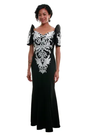 WD09 - MADE-TO-ORDER - Neoprene Mestiza Gown Black - Filipiniana