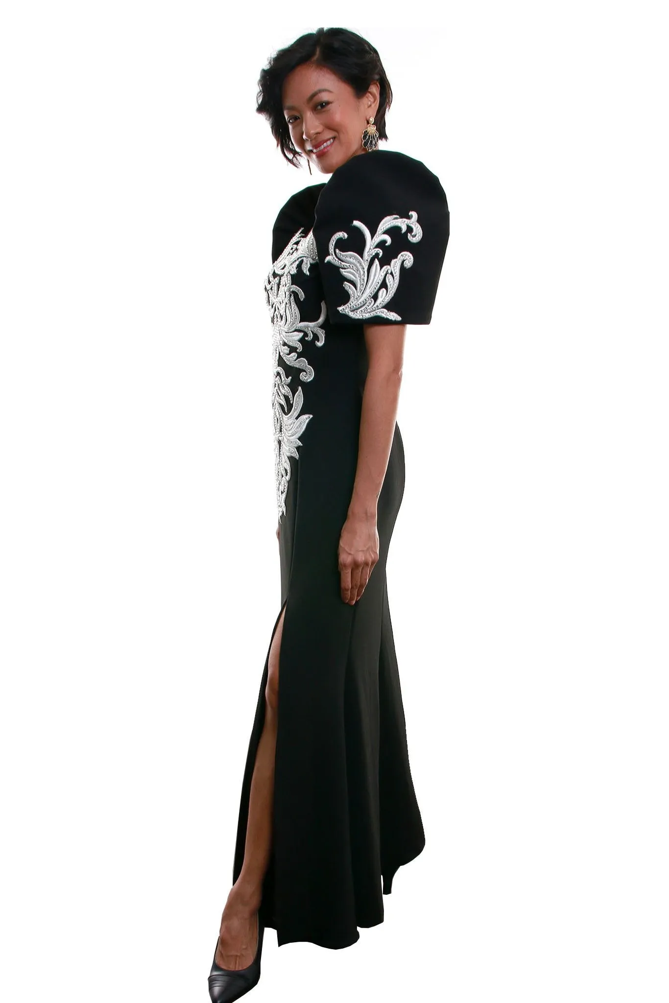 WD09 - MADE-TO-ORDER - Neoprene Mestiza Gown Black - Filipiniana