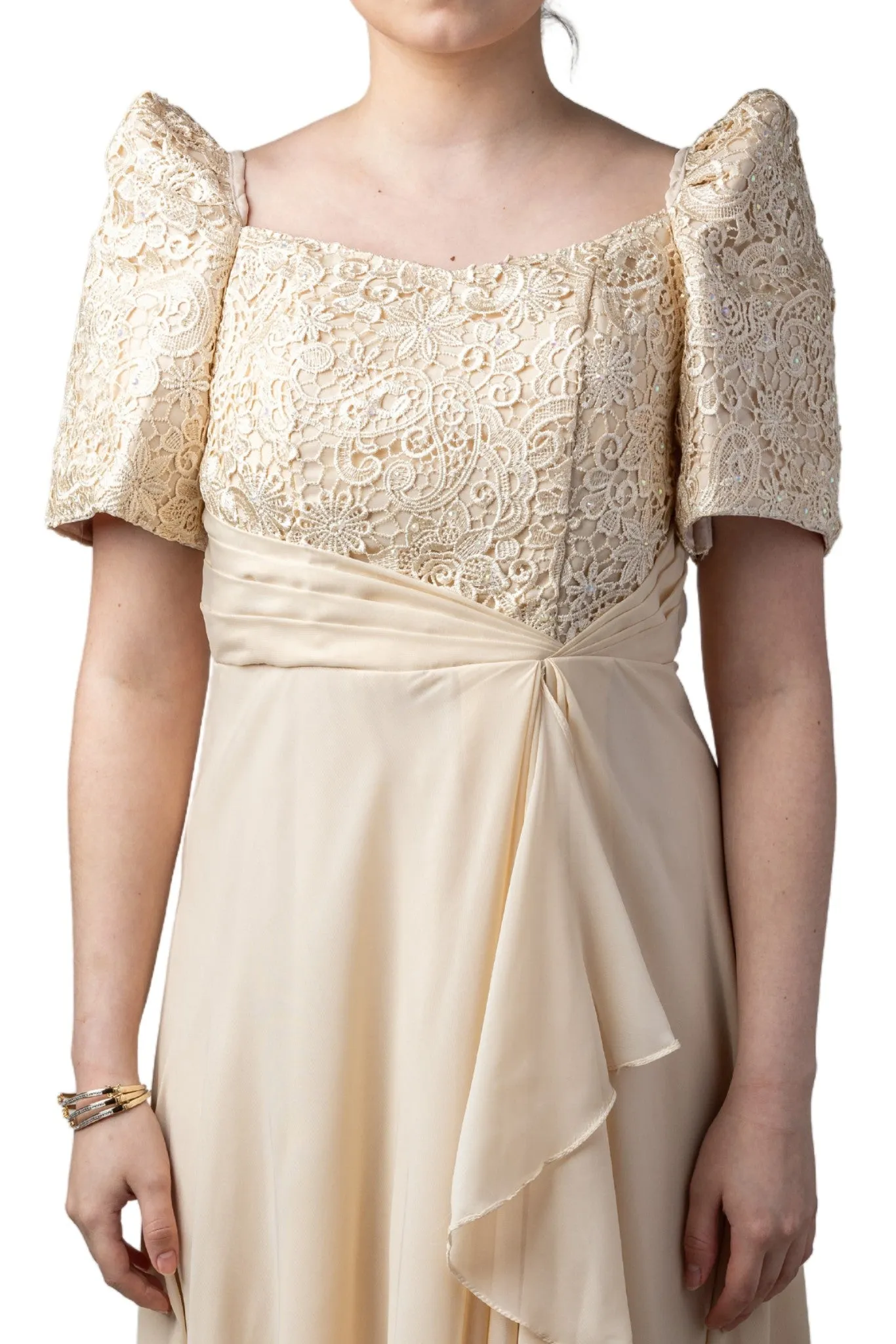 WD20 - Filipiniana Chiffon Gown Beige