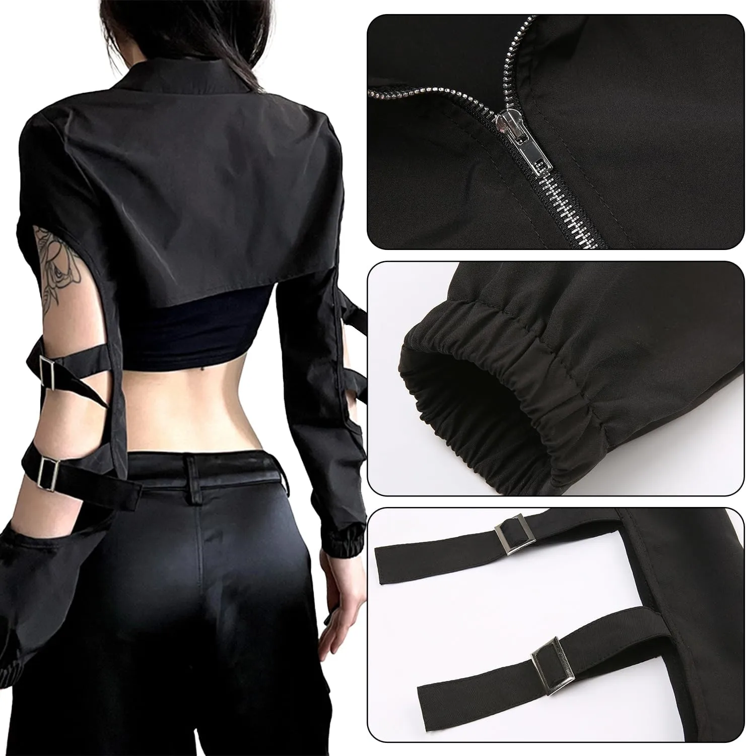 Ypser Reflective Rave Top Crop Top Shrug Techwear Shirt Rave Outfits For Women