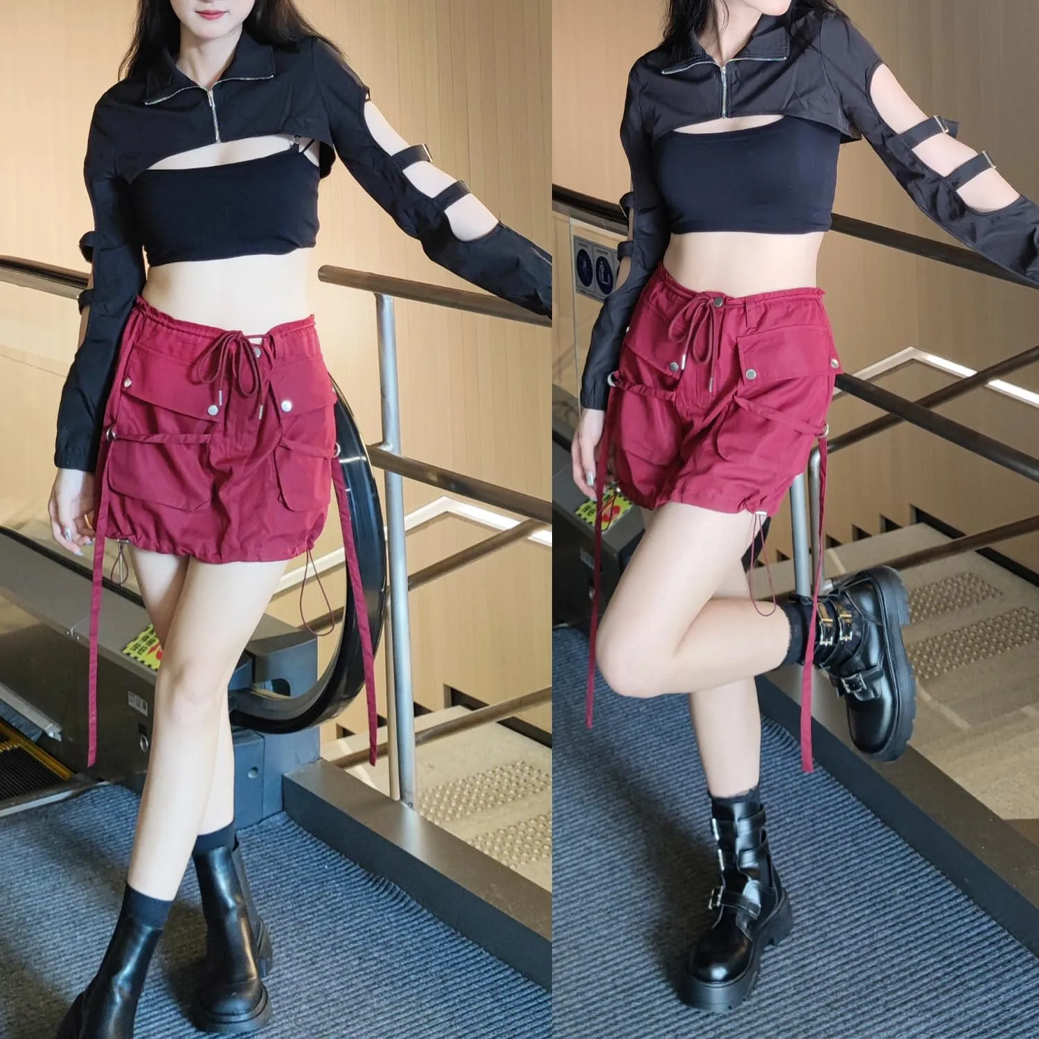 Ypser Reflective Rave Top Crop Top Shrug Techwear Shirt Rave Outfits For Women