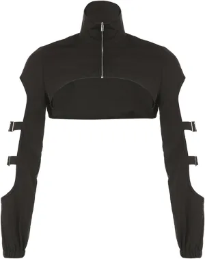 Ypser Reflective Rave Top Crop Top Shrug Techwear Shirt Rave Outfits For Women