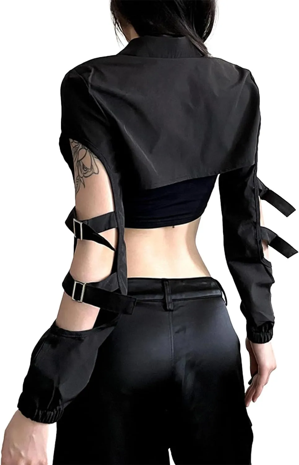 Ypser Reflective Rave Top Crop Top Shrug Techwear Shirt Rave Outfits For Women