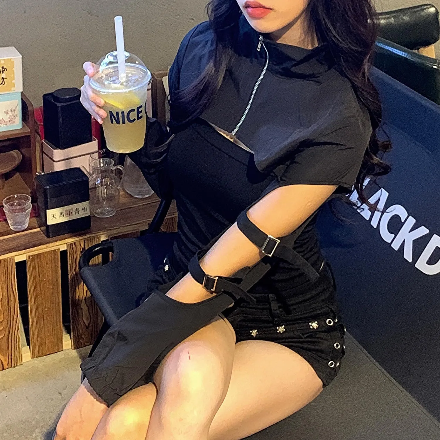 Ypser Reflective Rave Top Crop Top Shrug Techwear Shirt Rave Outfits For Women